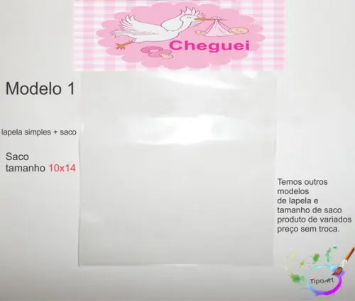 Lapela(simples) e Saco 10x14-chá de Bebê