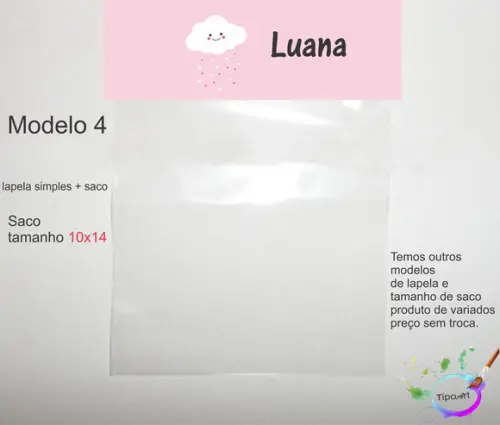 Lapela(simples) e Saco 10x14-chuva de Amor