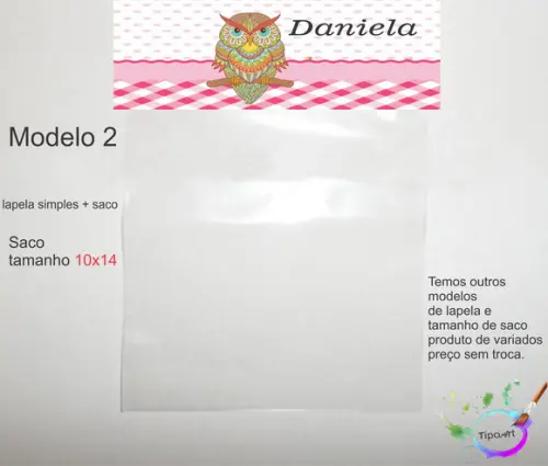 Lapela(simples) e Saco 10x14-coruja