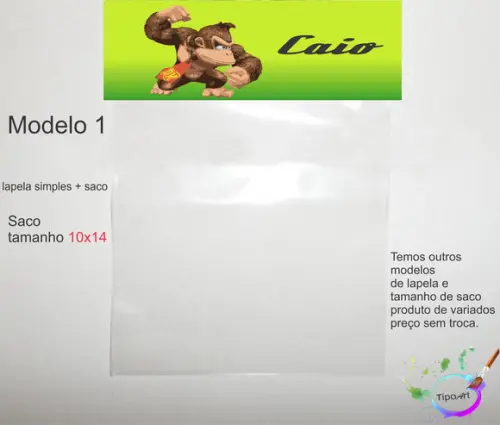 Lapela(simples) e Saco 10x14-donkey Kong