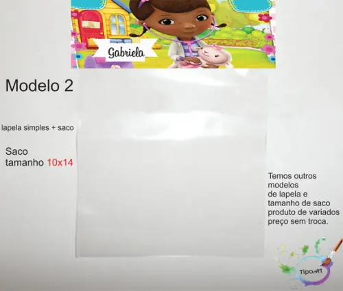 Lapela(simples) e Saco 10x14-doutora Brinquedos