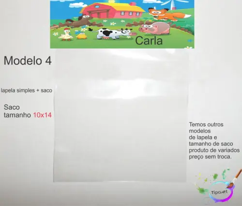 Lapela(simples) e Saco 10x14-fazendinha