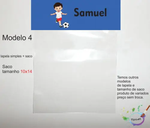 Lapela(simples) e Saco 10x14-futebol