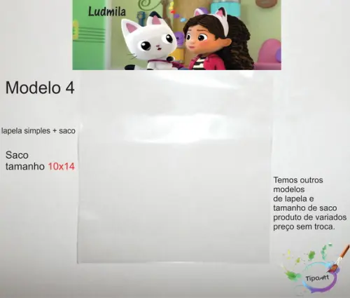 Lapela(simples) e Saco 10x14-gabi Casa Mágica