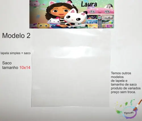 Lapela(simples) e Saco 10x14-gabi Casa Mágica