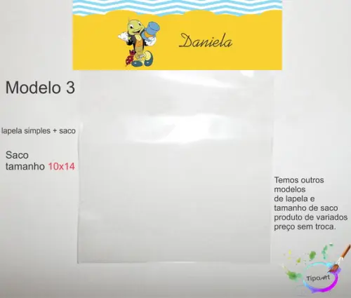 Lapela(simples) e Saco 10x14-grilo Falante