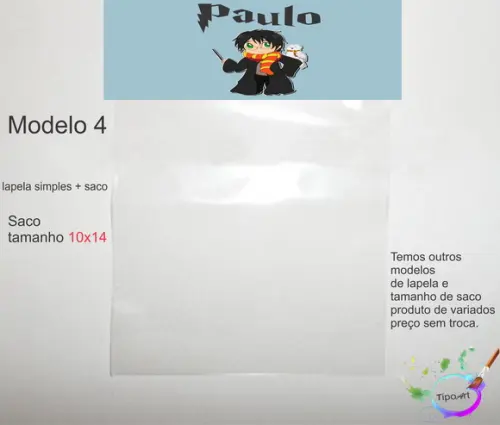 Lapela(simples) e Saco 10x14-harry Potter-modelo 1
