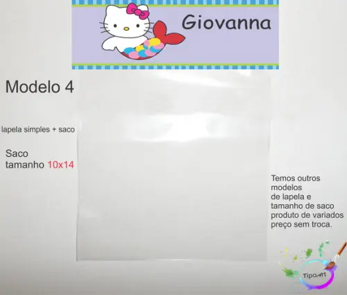 Lapela(simples) e Saco 10x14-hello Kitty