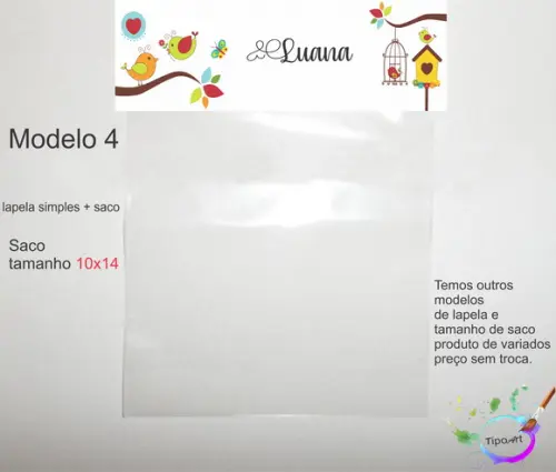 Lapela(simples) e Saco 10x14-jardim Encantado