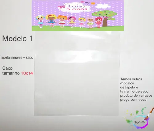 Lapela(simples) e Saco 10x14-lalaloopsy
