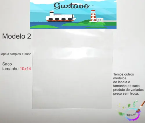 Lapela(simples) e Saco 10x14-marinheiro