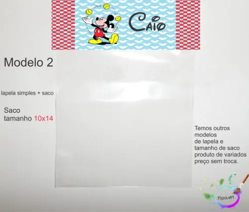 Lapela(simples) e Saco 10x14-mickey