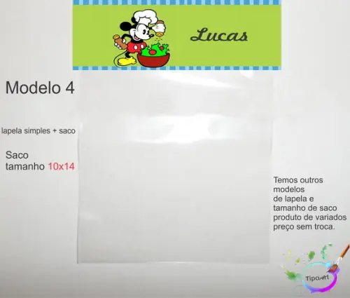 Lapela(simples) e Saco 10x14-mickey