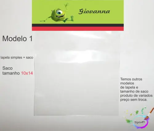 Lapela(simples) e Saco 10x14-mike Wazowski