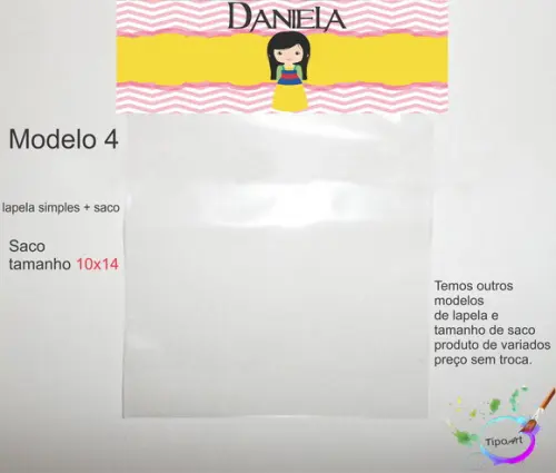 Lapela(simples) e Saco 10x14-mulan