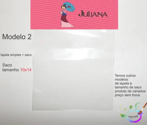 Lapela(simples) e Saco 10x14-mulan