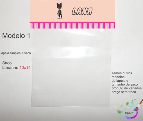 Lapela(simples) e Saco 10x14-mulher Gato