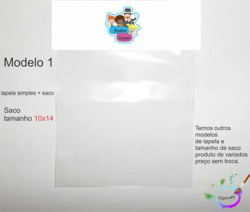 Lapela(simples) e Saco 10x14-mundo Bita
