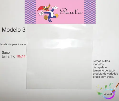 Lapela(simples) e Saco 10x14-pica Pau