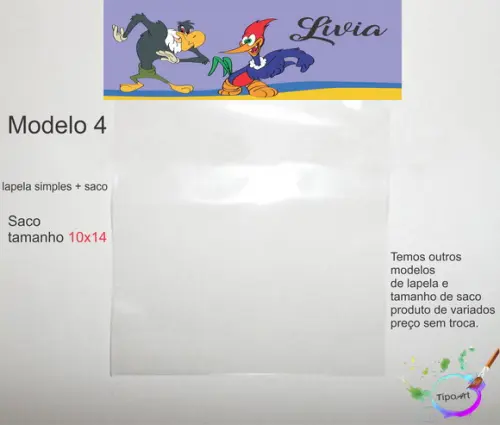 Lapela(simples) e Saco 10x14-pica Pau