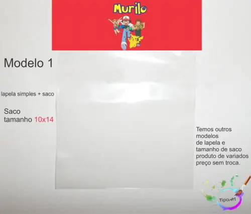 Lapela(simples) e Saco 10x14-pokemon