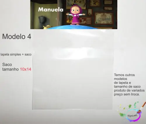 Lapela(simples) e Saco 10x14-rapunzel