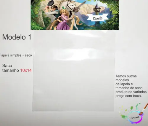 Lapela(simples) e Saco 10x14-rapunzel