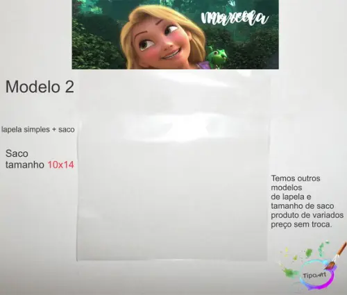 Lapela(simples) e Saco 10x14-rapunzel
