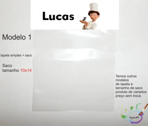 Lapela(simples) e Saco 10x14-ratatouille