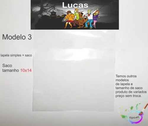 Lapela(simples) e Saco 10x14-scooby Doo
