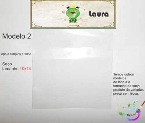 Lapela(simples) e Saco 10x14-sapo
