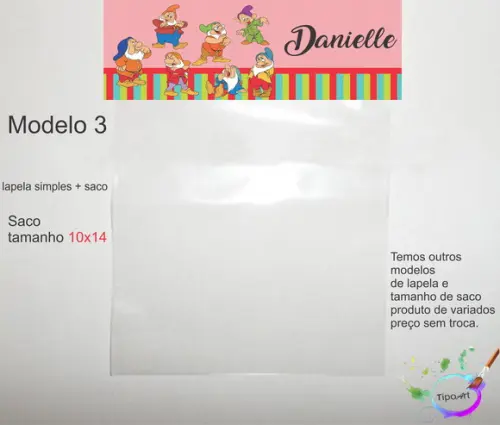 Lapela(simples) e Saco 10x14-sete Anões