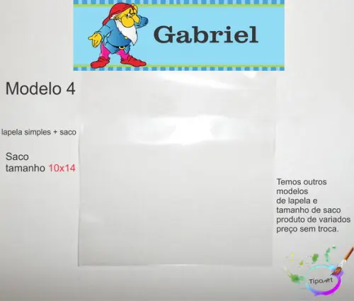 Lapela(simples) e Saco 10x14-sete Anões