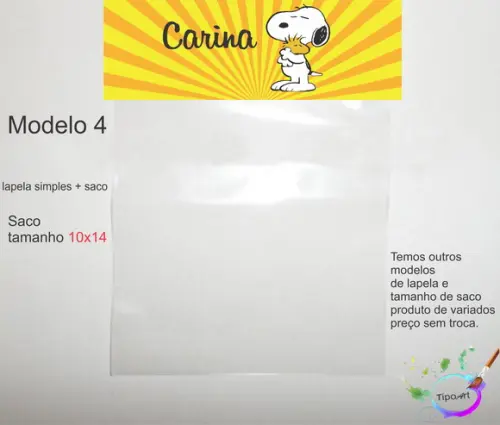 Lapela(simples) e Saco 10x14-snoopy