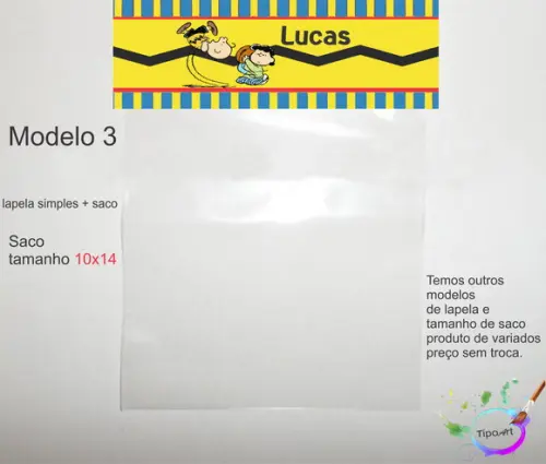 Lapela(simples) e Saco 10x14-snoopy