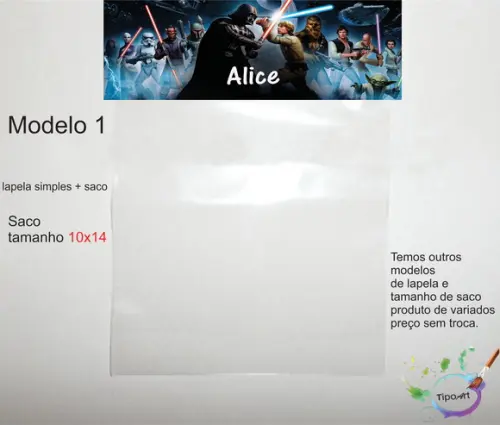 Lapela(simples) e Saco 10x14-starwars