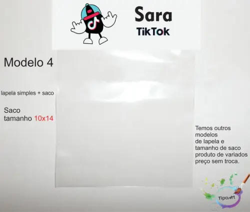 Lapela(simples) e Saco 10x14-tik Tok