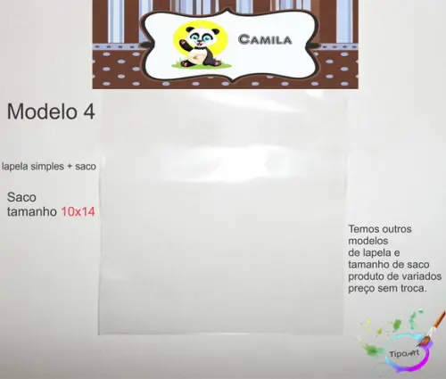 Lapela(simples) e Saco 10x14-ursinho