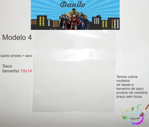 Lapela(simples) e Saco 10x14-vingadores