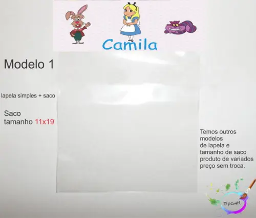 Lapela(simples) e Saco 11x19-alice
