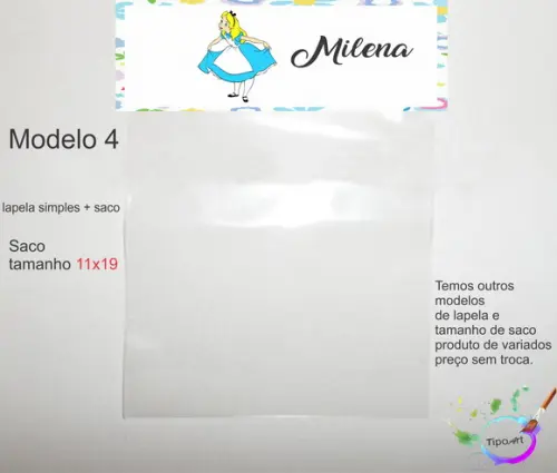 Lapela(simples) e Saco 11x19-alice