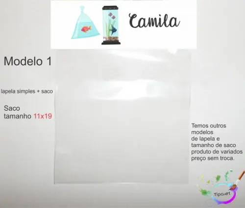 Lapela(simples) e Saco 11x19-aquário