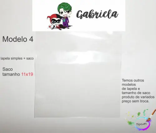 Lapela(simples) e Saco 11x19-arlequina