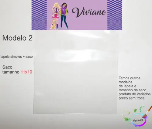 Lapela(simples) e Saco 11x19-barbie