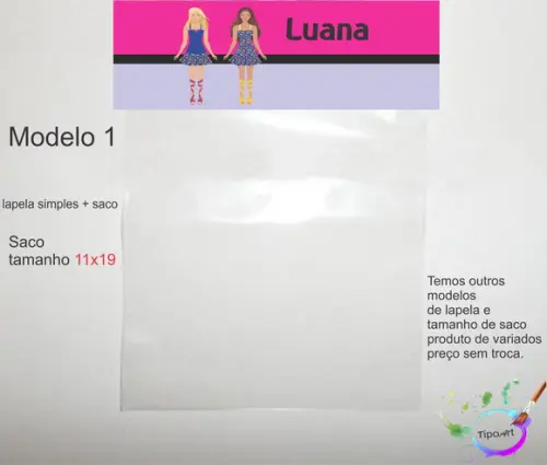 Lapela(simples) e Saco 11x19-barbie