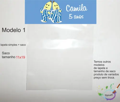 Lapela(simples) e Saco 11x19-bananas de Pijama