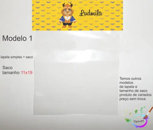 Lapela(simples) e Saco 11x19-bela e a Fera