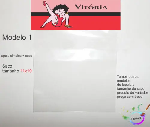 Lapela(simples) e Saco 11x19-betty Boop