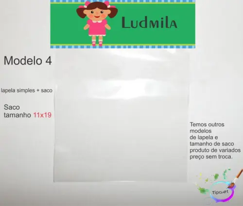 Lapela(simples) e Saco 11x19-boneca