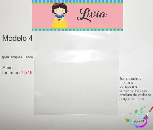 Lapela(simples) e Saco 11x19-branca de Neve